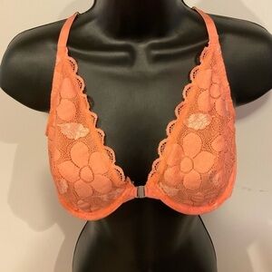 Happy Coral  (looks orange in photos) Lace Racerback Bra